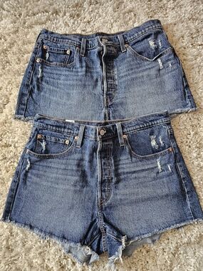 Levi's Blue Distressed Denim Cutoff Shorts Duo